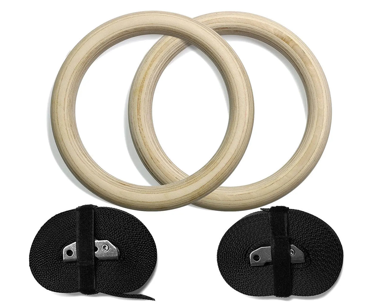 Wooden Gymnastic Rings With Adjustable Straps