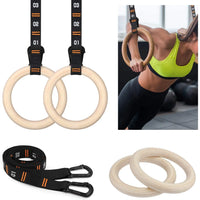Thumbnail for Wooden Gymnastic Rings With Adjustable Straps